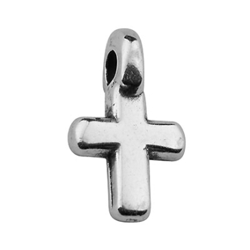 Metal pendant cross, 5 x 9 mm, silver-plated