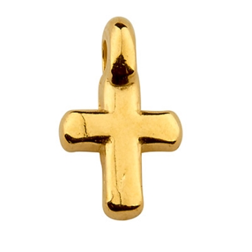 Metallanhänger Kreuz, 5 x 9 mm, vergoldet