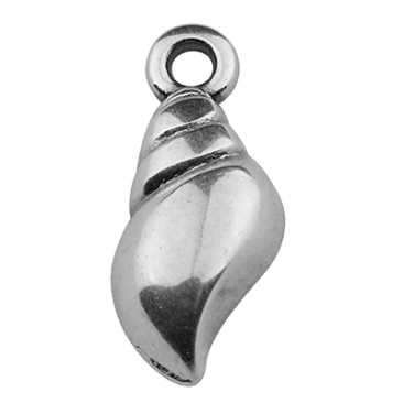 Metal pendant shell, 7 x 13 mm, silver plated