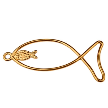 XXL-Metallanhänger Fisch, 31 x 65 mm, vergoldet