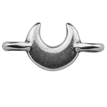 Bracelet connector moon, 7 mm, silver plated