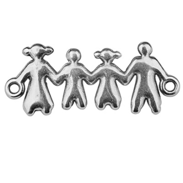 Bracelet connector family of 4, 28 x 12 mm, silver-plated