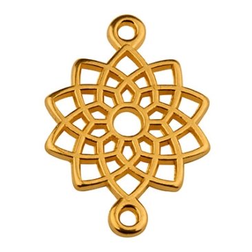 Bracelet connector ornament, 14 mm, gold-plated