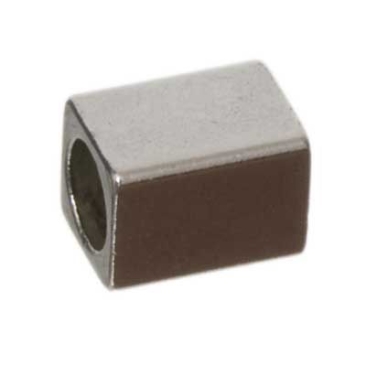 Metal bead square, approx. 7 x 5 mm, silver-plated