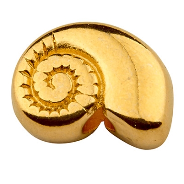 Metallperle Muschel, 11 x 8 mm, vergoldet