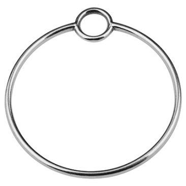 Metalen hanger cirkel, 33,5 x 31 mm, verzilverd