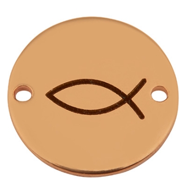 Coin Armbandverbinder Fisch, 15 mm, rosevergoldet, Motiv lasergraviert