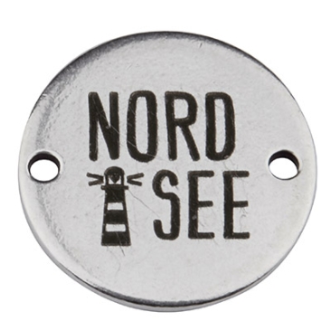Coin Armbandverbinder Nordsee, 15 mm, versilbert, Motiv lasergraviert