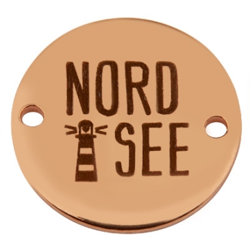 Coin Armbandverbinder Nordsee, 15 mm, rosevergoldet, Motiv lasergraviert