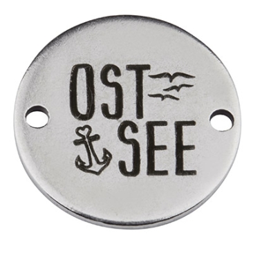 Coin Armbandverbinder Ostsee, 15 mm, versilbert, Motiv lasergraviert