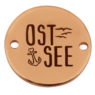 Coin Armbandverbinder Ostsee, 15 mm, rosevergoldet, Motiv lasergraviert