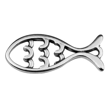 Metal pendant fish, 24.5 x 11 mm, silver-plated