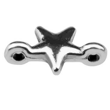 Bracelet connector star 13 x 7,5 mm silver plated