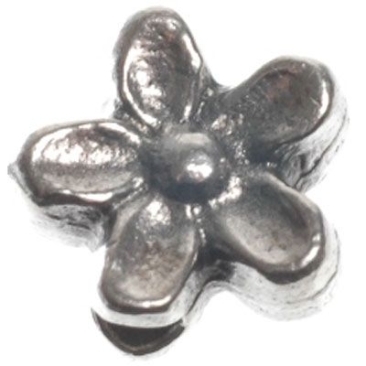 Perle métallique fleur, env. 7 mm, argentée
