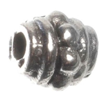 Tube de perles en métal, environ 4 x 4 mm, argenté
