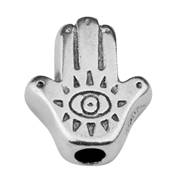 Metallperle Hamsa Hand 7,5 x 9 mm versilbert