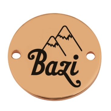 Coin bracelet connector "Bazi", 15 mm, gold-plated, motif laser engraved