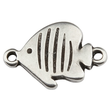 Bracelet connector fish, 18.5 x 11.5 mm, silver-plated