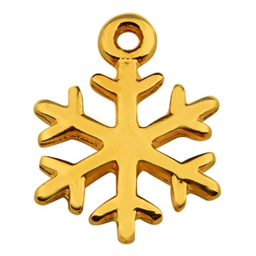 Metal pendant snowflake, 19.5 x 15.0 mm, gold-plated