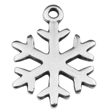 Metalen hanger sneeuwvlok, 24 x 18 mm, verzilverd