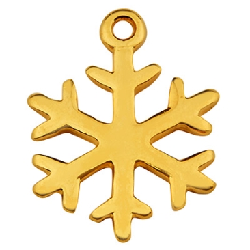 Metal pendant snowflake, 24 x 18 mm, gold-plated