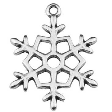 Metal pendant snowflake 30 x 23 mm, silver plated