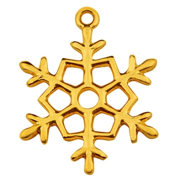 Metal pendant snowflake, 30 x 23 mm, gold-plated