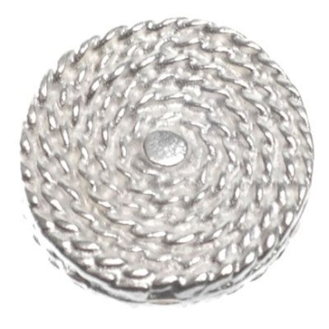 Metal bead, disc , approx. 13 - 14 mm, silver-plated