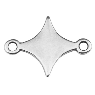 Bracelet connector star, 16 x 12 mm, silver plated