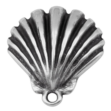 Metal pendant shell, 20 x 18 mm, silver plated