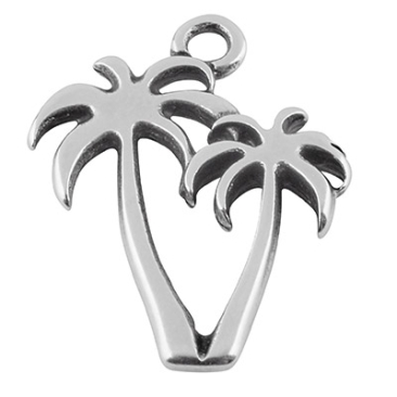 Metal pendant palms, 19 x 14.5 mm, silver-plated