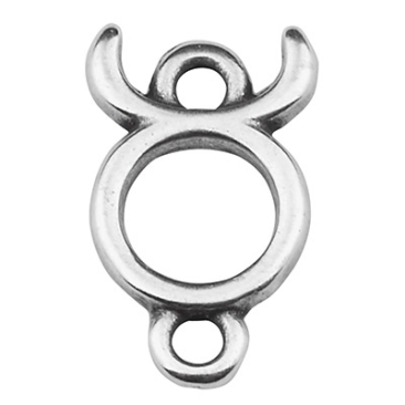 Bracelet connector star sign Taurus, 13.5 x 8.5 mm, silver plated
