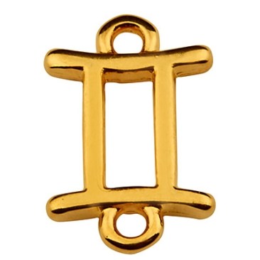 Connecteur de bracelet signe astrologique Gémeaux, 14,5 x 9,5 mm, doré