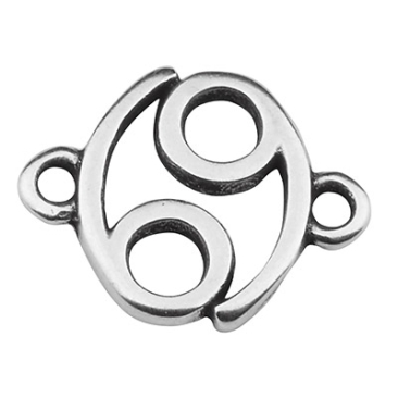 Bracelet connector star sign Cancer, 15 x 12 mm, silver plated