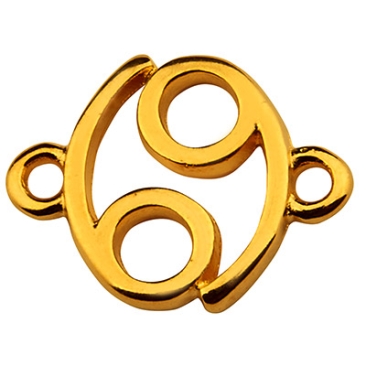 Connecteur de bracelet signe astrologique Cancer, 15 x 12 mm, doré