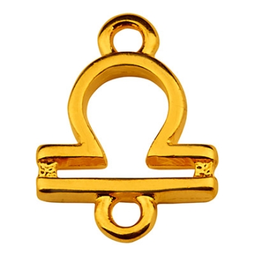 Bracelet connector zodiac sign Libra, 14.5 x 10.5 mm, gold-plated