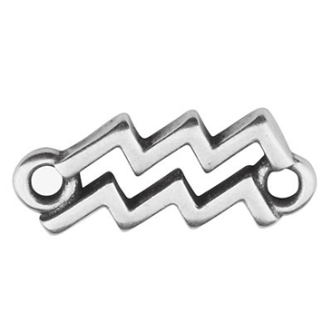 Bracelet connector star sign Aquarius, 16 x 6.5 mm, silver-plated