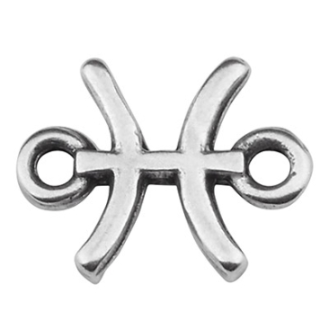 Bracelet connector star sign Pisces, 12 x 10 mm, silver plated