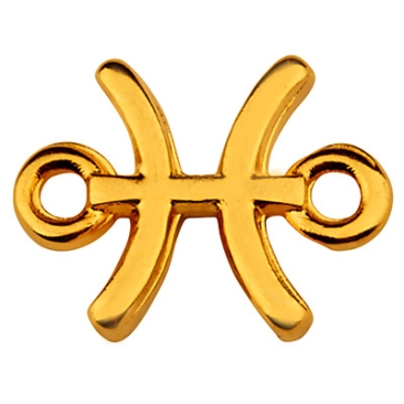 Connecteur de bracelet signe astrologique Poissons, 12 x 10 mm, doré