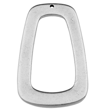 Metal pendant square with one hole, 45.5 x 28 mm, silver-plated