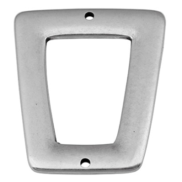 Metal pendant square with two holes, 32 x 27.5 mm, silver-plated
