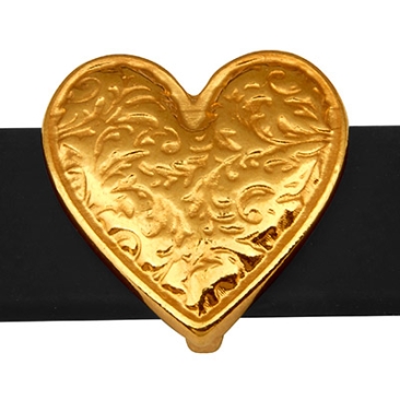 Slider heart, for straps with 10 mm width, gold plated