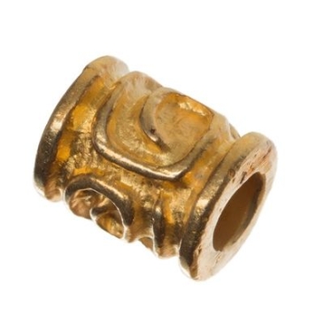 Metal bead, tube, approx. 12 x 8 mm, gold-plated
