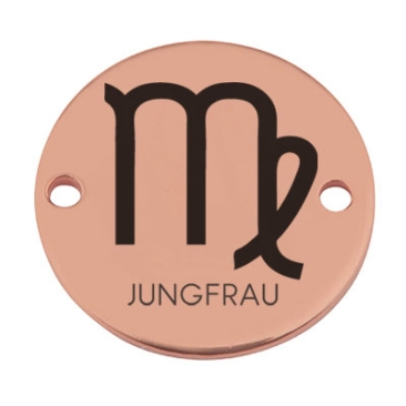 Coin Armbandverbinder Sternzeichen "Jungfrau", 15 mm, rosevergoldet, Motiv lasergraviert