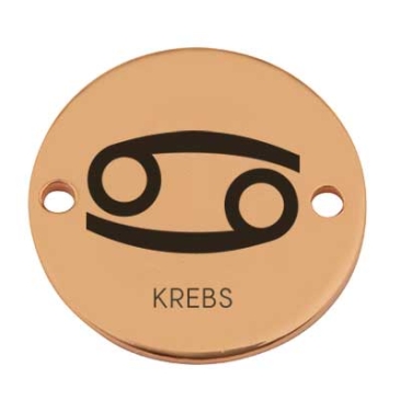 Coin Armbandverbinder Sternzeichen "Krebs", 15 mm, vergoldet, Motiv lasergraviert