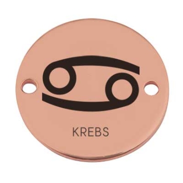 Coin Armbandverbinder Sternzeichen "Krebs", 15 mm, rosevergoldet, Motiv lasergraviert