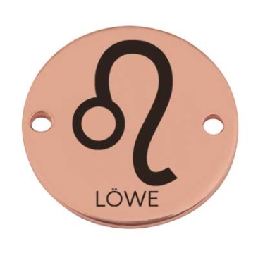 Coin Armbandverbinder Sternzeichen "Löwe", 15 mm, rosevergoldet, Motiv lasergraviert