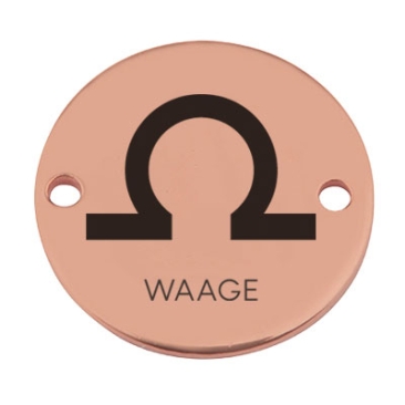 Coin Armbandverbinder Sternzeichen "Waage", 15 mm, rosevergoldet, Motiv lasergraviert