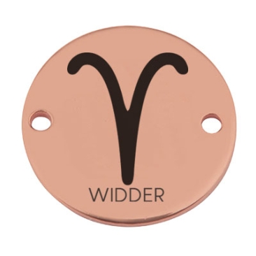 Coin Armbandverbinder Sternzeichen "Widder", 15 mm, rosevergoldet, Motiv lasergraviert