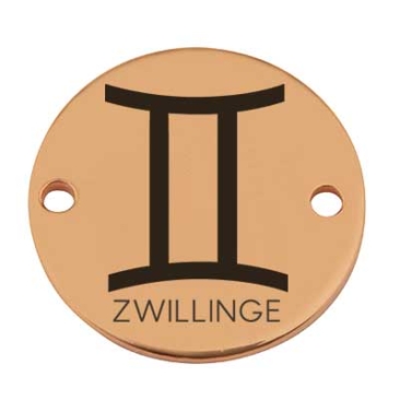 Coin Armbandverbinder Sternzeichen "Zwillinge", 15 mm, vergoldet, Motiv lasergraviert